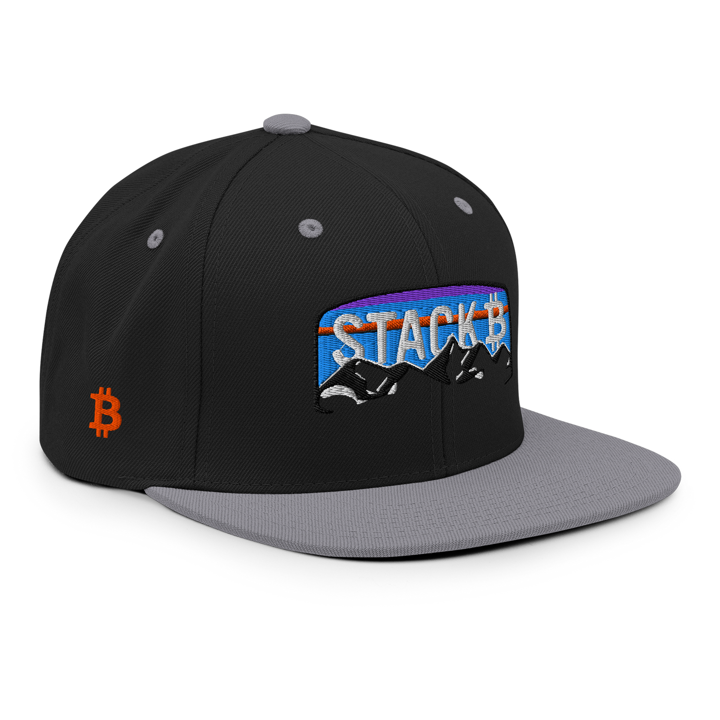 Bitcoin 'Stack' Mountain Snapback Hat - Crypto Adventure Cap
