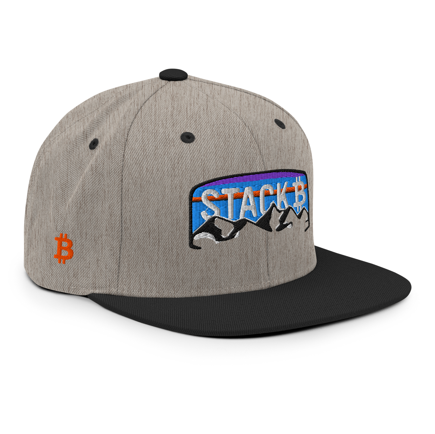 Bitcoin 'Stack' Mountain Snapback Hat - Crypto Adventure Cap