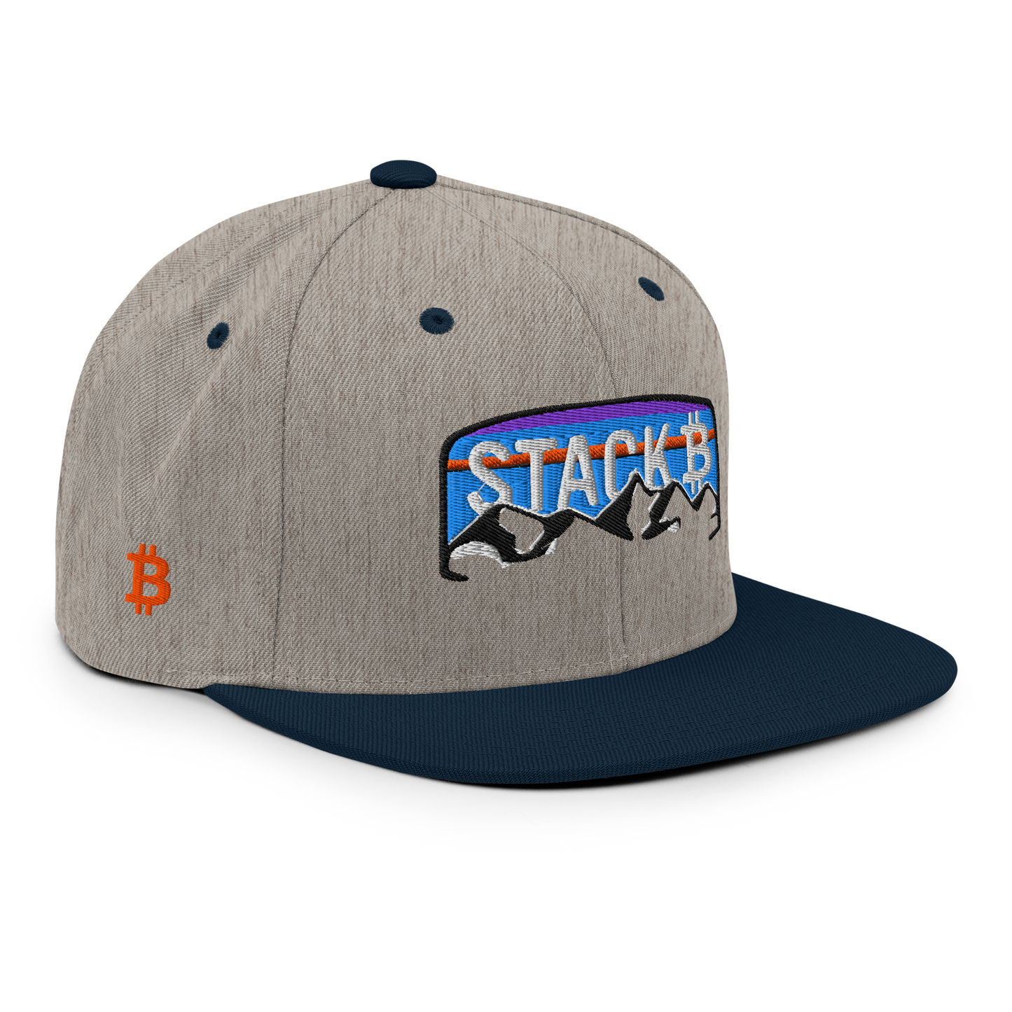 Bitcoin 'Stack' Mountain Snapback Hat - Crypto Adventure Cap