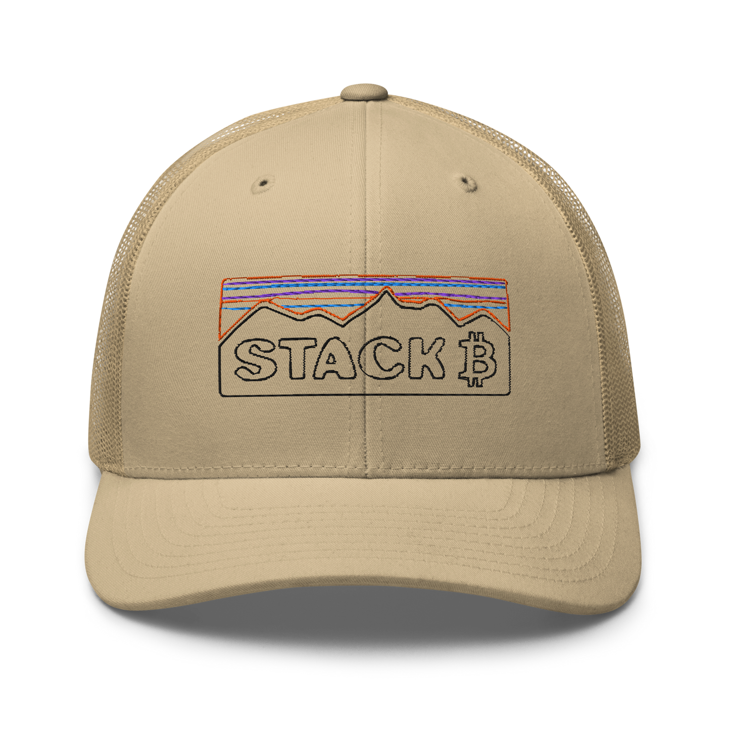 Khaki Color Bitcoin Stack Mountain Crypto Hat