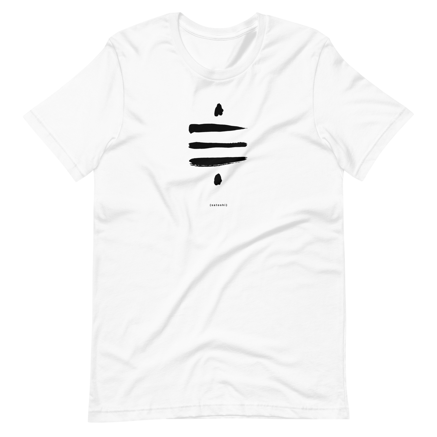 White Sat Symbol Tee, with a black sat symbol on the front
