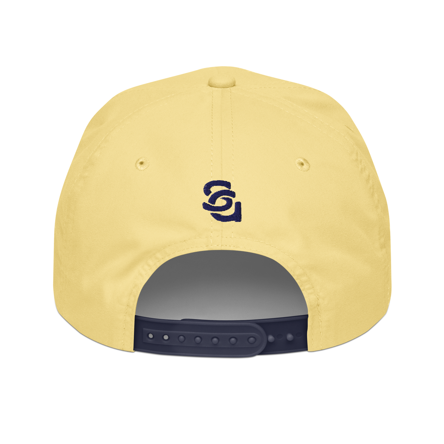 Back of No 2nd best Sovereign Goods Co. Hat in yellow, with SG logo