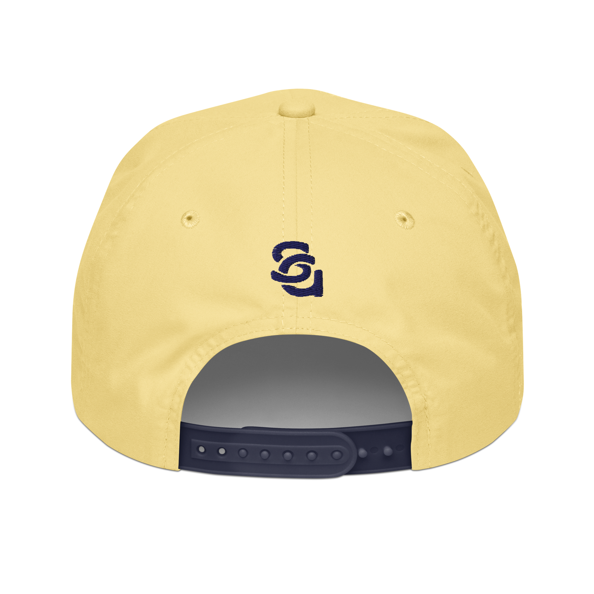 Back of No 2nd best Sovereign Goods Co. Hat in yellow, with SG logo