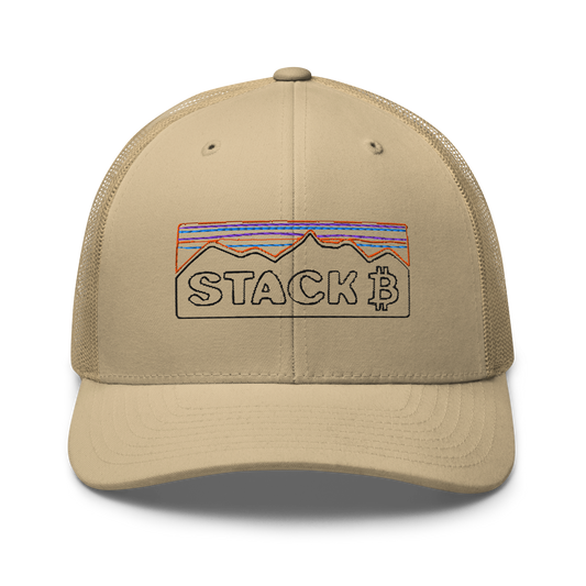 Khaki Color Bitcoin Stack Mountain Crypto Hat