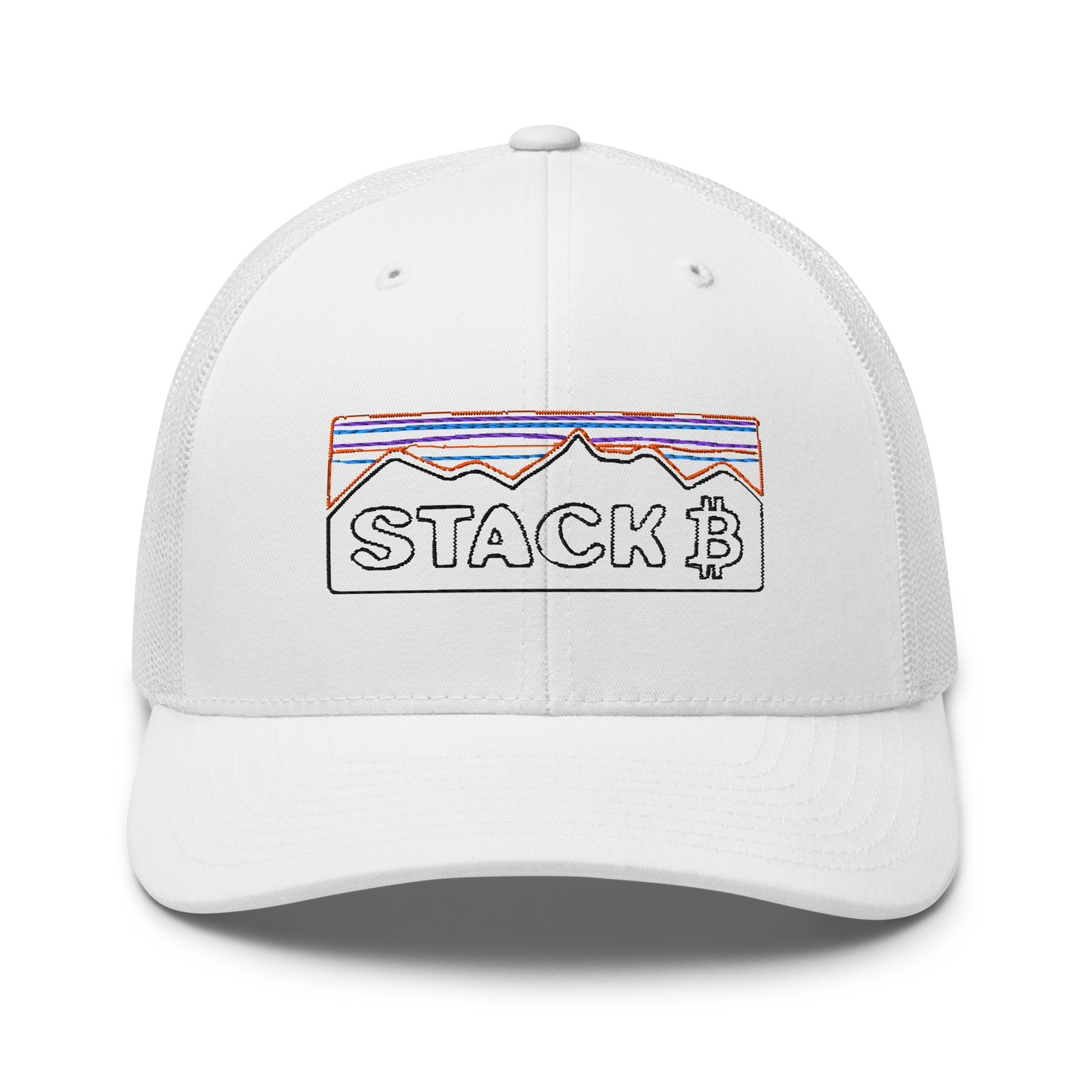 White Color Bitcoin Stack Mountain Retro Crypto Hat